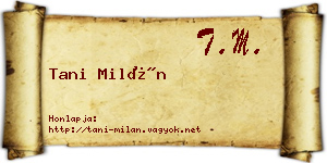 Tani Milán névjegykártya