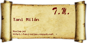 Tani Milán névjegykártya